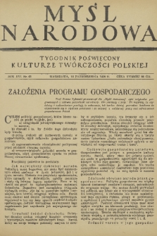 Myśl Narodowa : tygodnik poświęcony kulturze twórczości polskiej. R. 16, 1936, nr 43