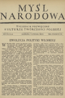 Myśl Narodowa : tygodnik poświęcony kulturze twórczości polskiej. R. 16, 1936, nr 45