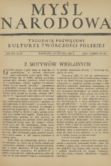 Myśl Narodowa : tygodnik poświęcony kulturze twórczości polskiej. R. 16, 1936, nr 53