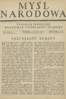 Myśl Narodowa : tygodnik poświęcony kulturze twórczości polskiej. R. 17, 1937, nr 1