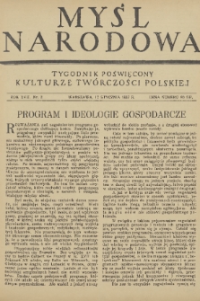 Myśl Narodowa : tygodnik poświęcony kulturze twórczości polskiej. R. 17, 1937, nr 3