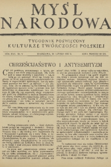 Myśl Narodowa : tygodnik poświęcony kulturze twórczości polskiej. R. 17, 1937, nr 9