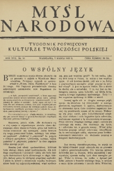 Myśl Narodowa : tygodnik poświęcony kulturze twórczości polskiej. R. 17, 1937, nr 10