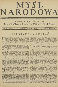 Myśl Narodowa : tygodnik poświęcony kulturze twórczości polskiej. R. 17, 1937, nr 11
