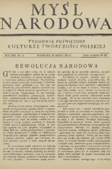 Myśl Narodowa : tygodnik poświęcony kulturze twórczości polskiej. R. 17, 1937, nr 13