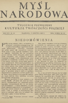 Myśl Narodowa : tygodnik poświęcony kulturze twórczości polskiej. R. 17, 1937, nr 15