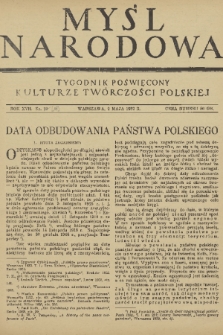 Myśl Narodowa : tygodnik poświęcony kulturze twórczości polskiej. R. 17, 1937, nr 18