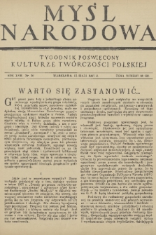 Myśl Narodowa : tygodnik poświęcony kulturze twórczości polskiej. R. 17, 1937, nr 20