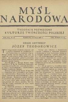 Myśl Narodowa : tygodnik poświęcony kulturze twórczości polskiej. R. 17, 1937, nr 22