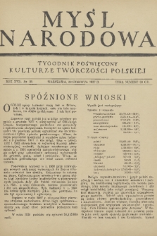 Myśl Narodowa : tygodnik poświęcony kulturze twórczości polskiej. R. 17, 1937, nr 25