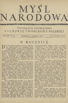 Myśl Narodowa : tygodnik poświęcony kulturze twórczości polskiej. R. 17, 1937, nr 26