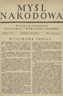 Myśl Narodowa : tygodnik poświęcony kulturze twórczości polskiej. R. 17, 1937, nr 27