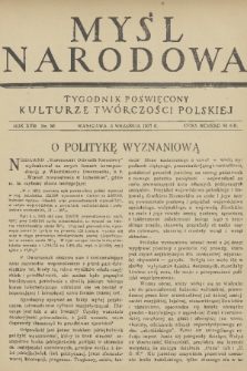 Myśl Narodowa : tygodnik poświęcony kulturze twórczości polskiej. R. 17, 1937, nr 36