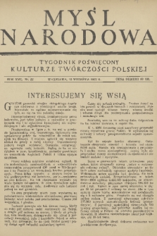 Myśl Narodowa : tygodnik poświęcony kulturze twórczości polskiej. R. 17, 1937, nr 37
