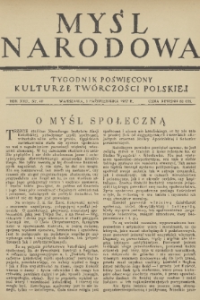 Myśl Narodowa : tygodnik poświęcony kulturze twórczości polskiej. R. 17, 1937, nr 40