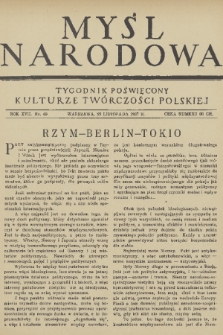 Myśl Narodowa : tygodnik poświęcony kulturze twórczości polskiej. R. 17, 1937, nr 49