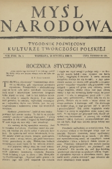 Myśl Narodowa : tygodnik poświęcony kulturze twórczości polskiej. R. 18, 1938, nr 4