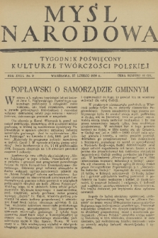 Myśl Narodowa : tygodnik poświęcony kulturze twórczości polskiej. R. 18, 1938, nr 9