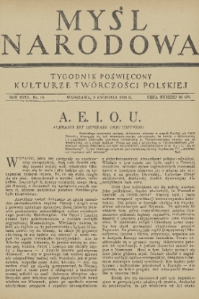 Myśl Narodowa : tygodnik poświęcony kulturze twórczości polskiej. R. 18, 1938, nr 15