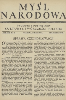 Myśl Narodowa : tygodnik poświęcony kulturze twórczości polskiej. R. 18, 1938, nr 22