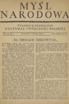 Myśl Narodowa : tygodnik poświęcony kulturze twórczości polskiej. R. 19, 1939, nr 1
