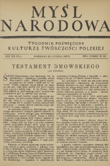 Myśl Narodowa : tygodnik poświęcony kulturze twórczości polskiej. R. 19, 1939, nr 4