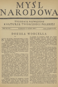 Myśl Narodowa : tygodnik poświęcony kulturze twórczości polskiej. R. 19, 1939, nr 7