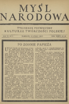 Myśl Narodowa : tygodnik poświęcony kulturze twórczości polskiej. R. 19, 1939, nr 8