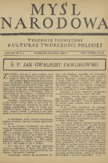 Myśl Narodowa : tygodnik poświęcony kulturze twórczości polskiej. R. 19, 1939, nr 11