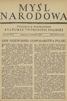 Myśl Narodowa : tygodnik poświęcony kulturze twórczości polskiej. R. 19, 1939, nr 19