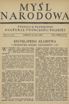 Myśl Narodowa : tygodnik poświęcony kulturze twórczości polskiej. R. 19, 1939, nr 22
