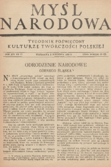 Myśl Narodowa : tygodnik poświęcony kulturze twórczości polskiej. R. 19, 1939, nr 37