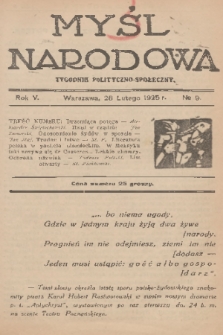 Myśl Narodowa : tygodnik polityczno-społeczny. R. 5, 1925, nr 9