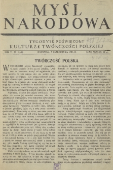 Myśl Narodowa : tygodnik polityczno-społeczny. R. 5, 1925, nr 40