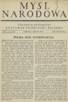 Myśl Narodowa : tygodnik polityczno-społeczny. R. 5, 1925, No. 49