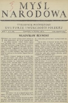 Myśl Narodowa : tygodnik polityczno-społeczny. R. 5, 1925, nr 50