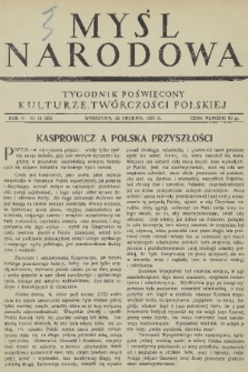 Myśl Narodowa : tygodnik polityczno-społeczny. R. 5, 1925, nr 52