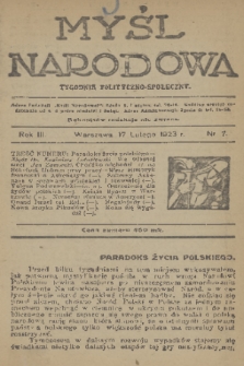 Myśl Narodowa : tygodnik polityczno-społeczny. R. 3, 1923, nr 7