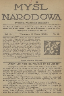 Myśl Narodowa : tygodnik polityczno-społeczny. R. 3, 1923, nr 10