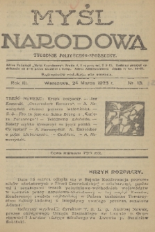 Myśl Narodowa : tygodnik polityczno-społeczny. R. 3, 1923, nr 12