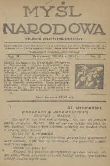 Myśl Narodowa : tygodnik polityczno-społeczny. R. 3, 1923, nr 21