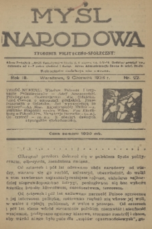 Myśl Narodowa : tygodnik polityczno-społeczny. R. 3, 1923, nr 22