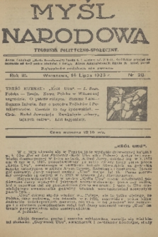 Myśl Narodowa : tygodnik polityczno-społeczny. R. 3, 1923, nr 28