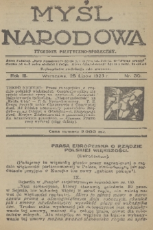 Myśl Narodowa : tygodnik polityczno-społeczny. R. 3, 1923, nr 30