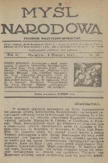 Myśl Narodowa : tygodnik polityczno-społeczny. R. 3, 1923, nr 31