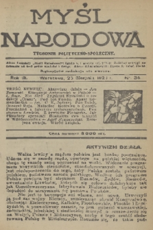 Myśl Narodowa : tygodnik polityczno-społeczny. R. 3, 1923, nr 34