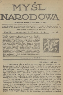 Myśl Narodowa : tygodnik polityczno-społeczny. R. 3, 1923, nr 37