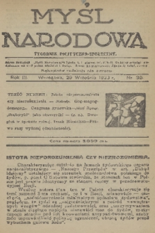 Myśl Narodowa : tygodnik polityczno-społeczny. R. 3, 1923, nr 39