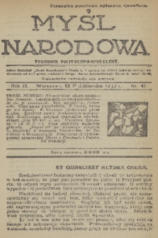 Myśl Narodowa : tygodnik polityczno-społeczny. R. 3, 1923, nr 41
