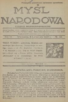 Myśl Narodowa : tygodnik polityczno-społeczny. R. 3, 1923, nr 44